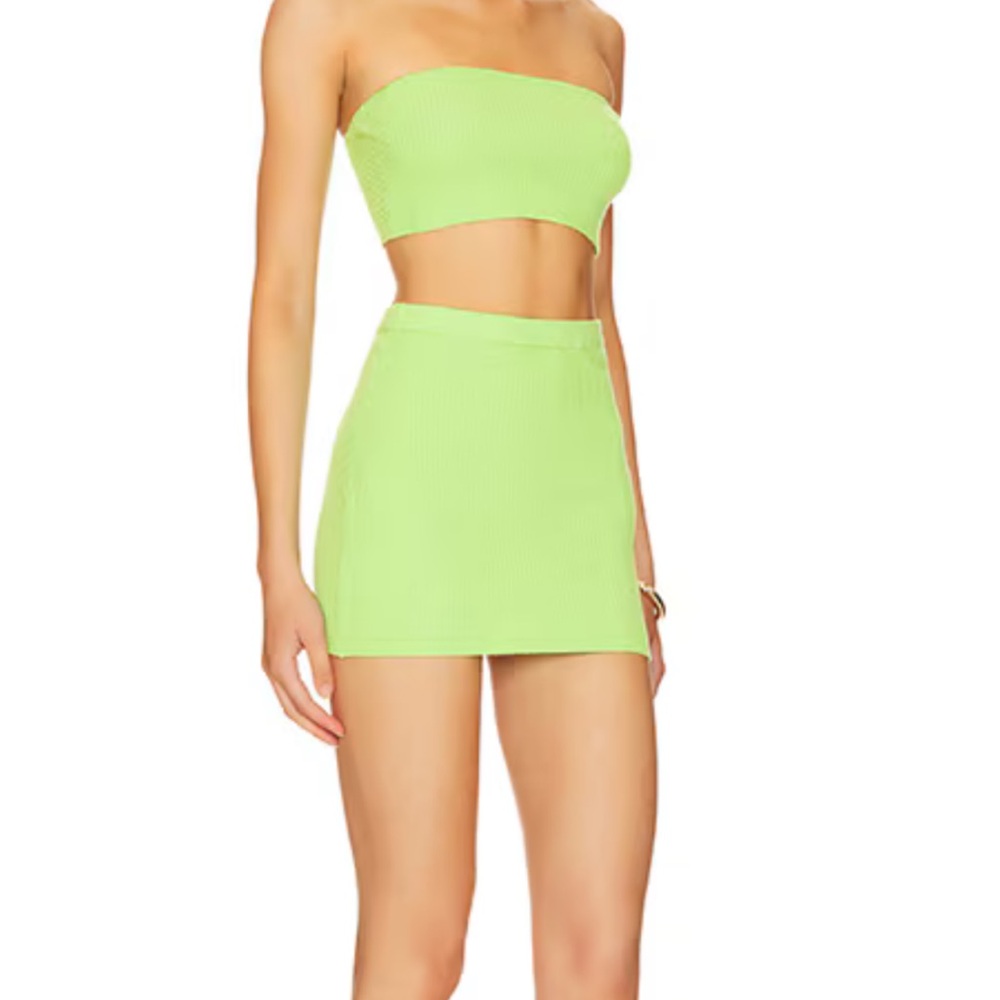 Superdown Everlie Strapless Skirt Set in Lime Green